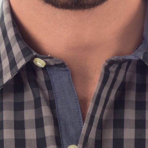 Pre-dyed Squares Long Sleeve Casual Shirt